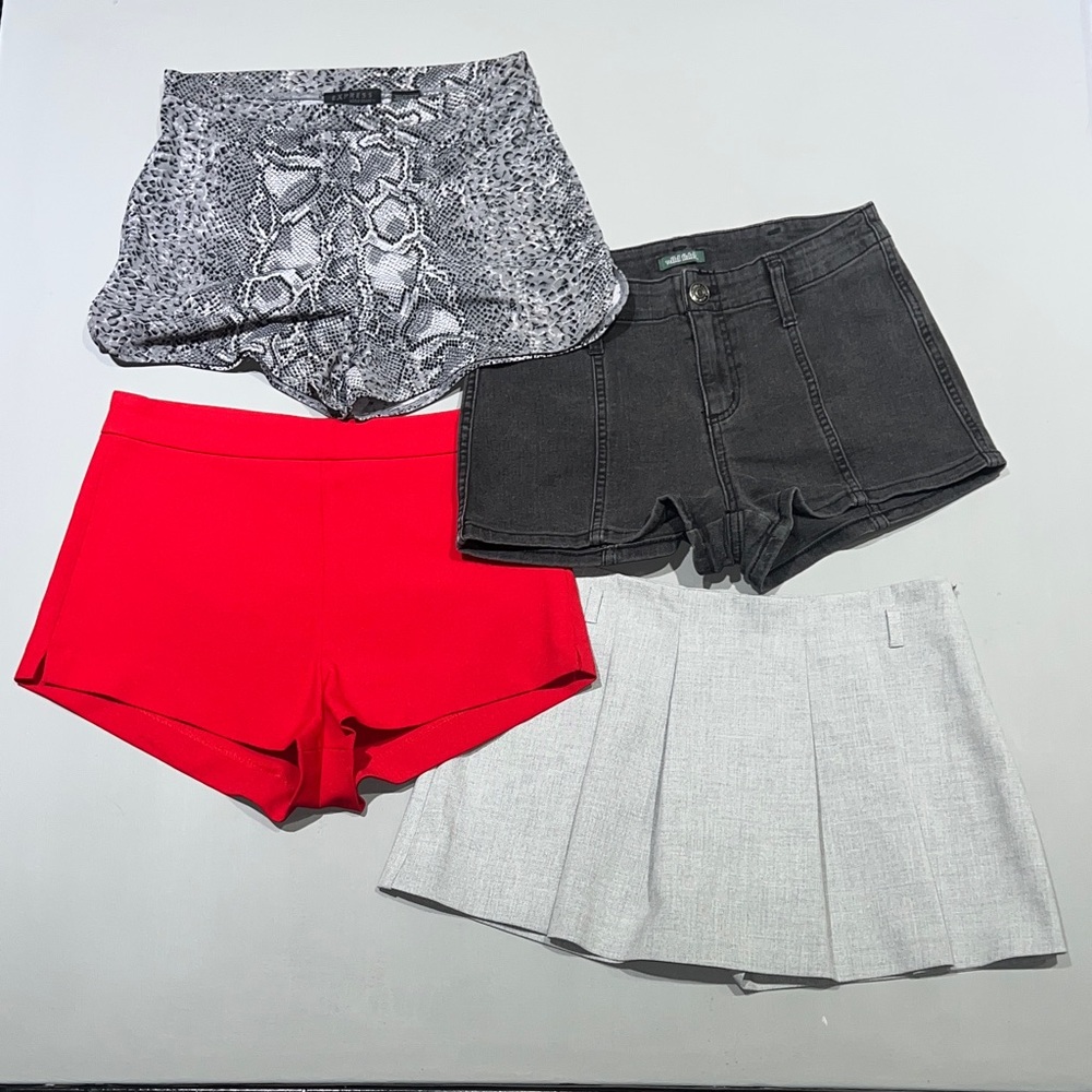 Women’s Shorts - Express Snake print , Zara - Red, Zara Gray, and Wild Fable Blk